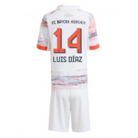 Stroje piłkarskie Bayern Munich Luis Diaz #14 Koszulka Wyjazdowej dla dzieci 2025-26 Krótki Rękaw (+ szorty)